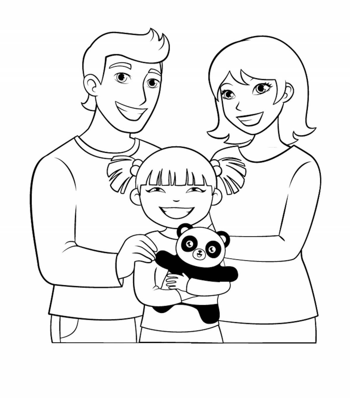 Happy mom and dad coloring book for kids