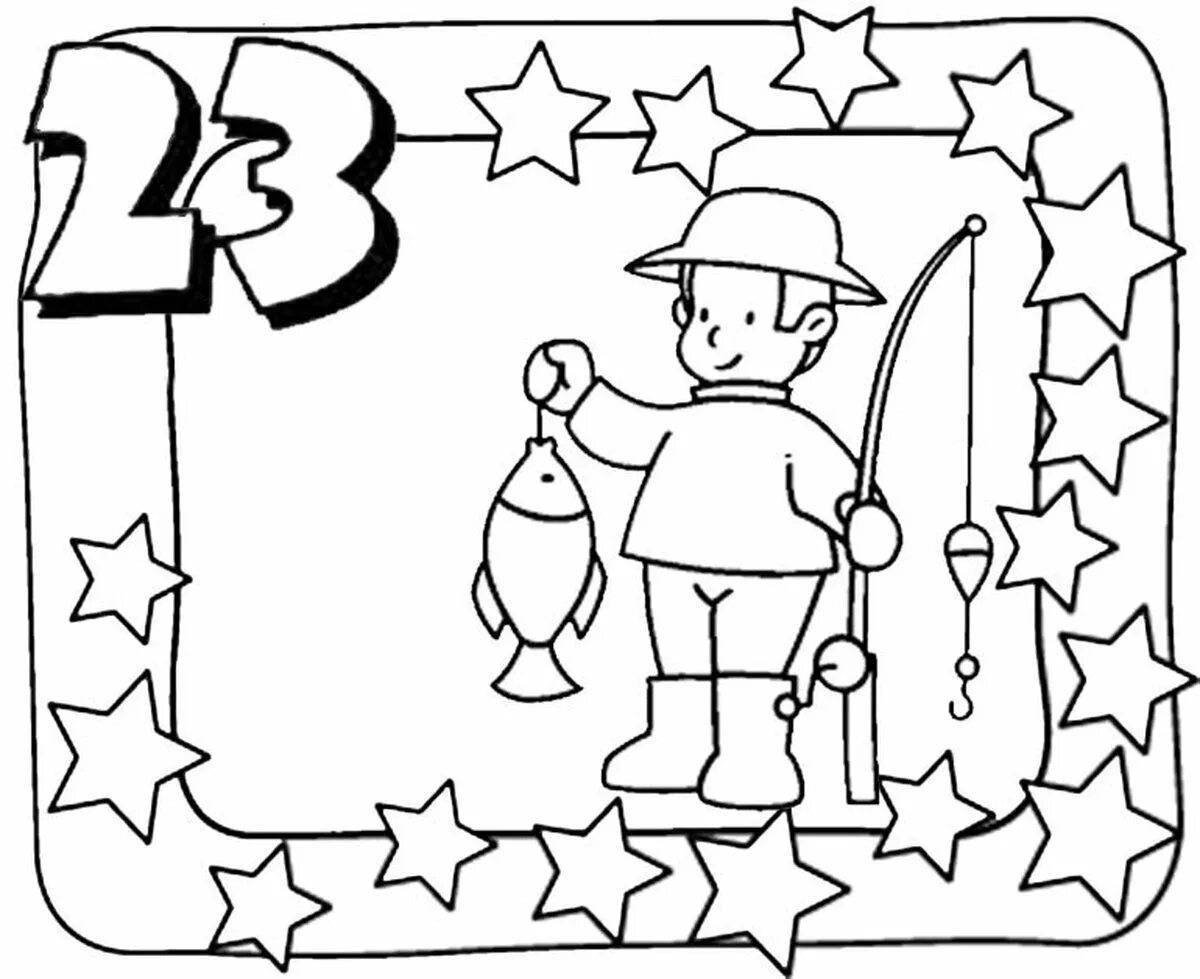 Charming coloring book February 23 in kindergarten