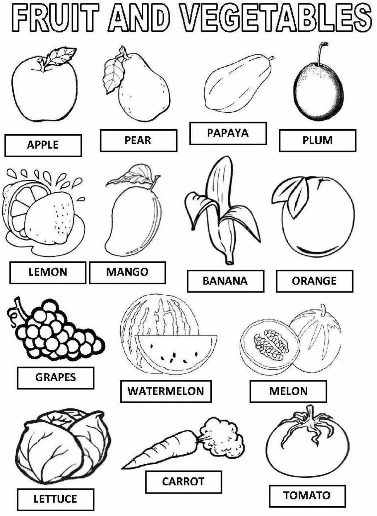 Adorable vegetable coloring book for kids