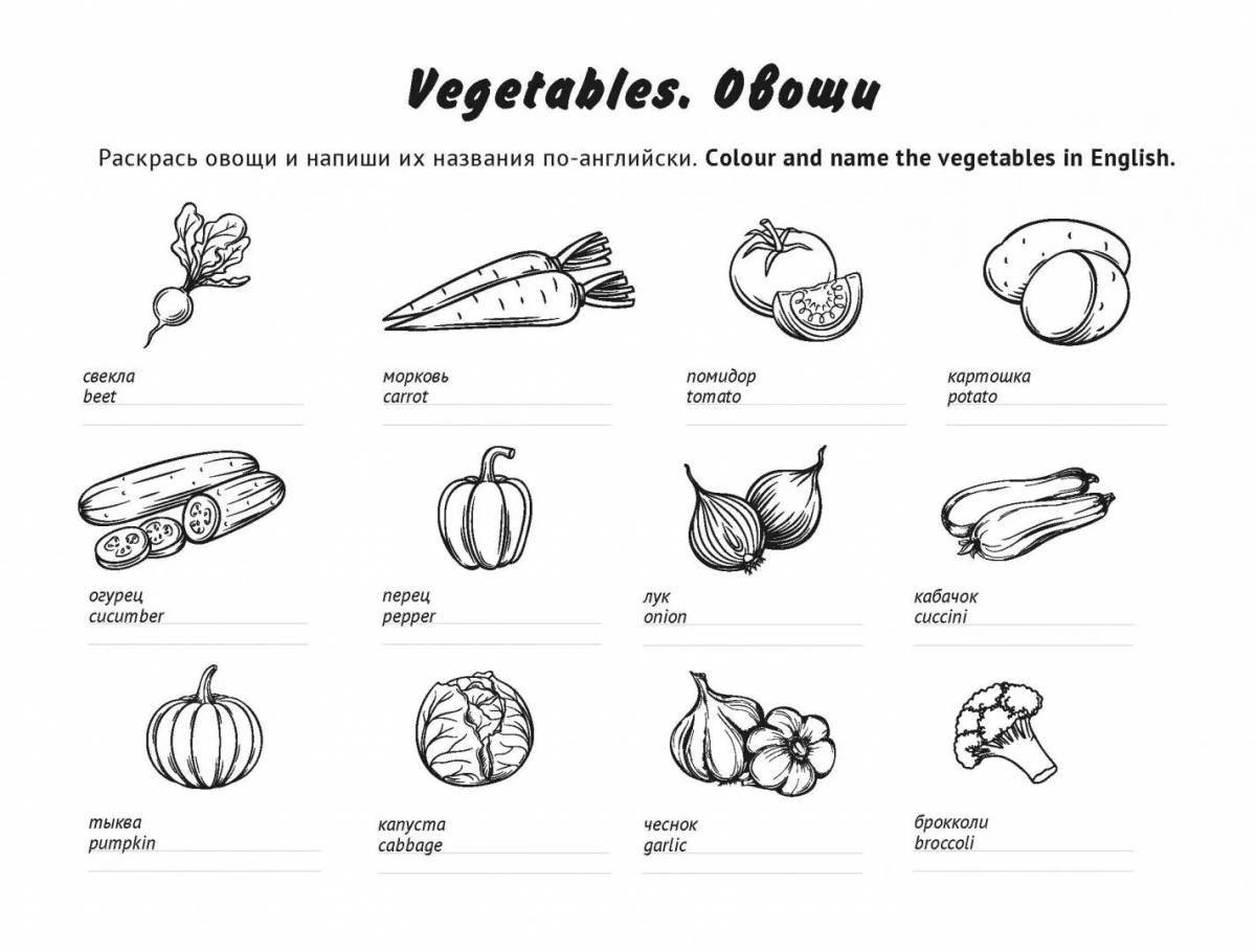Delightful vegetable coloring book for kids