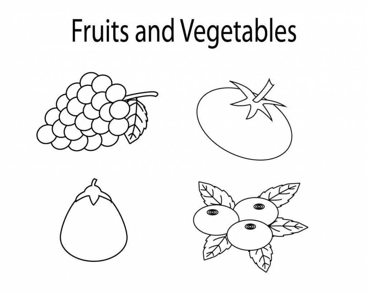 Interesting vegetable coloring book for kids