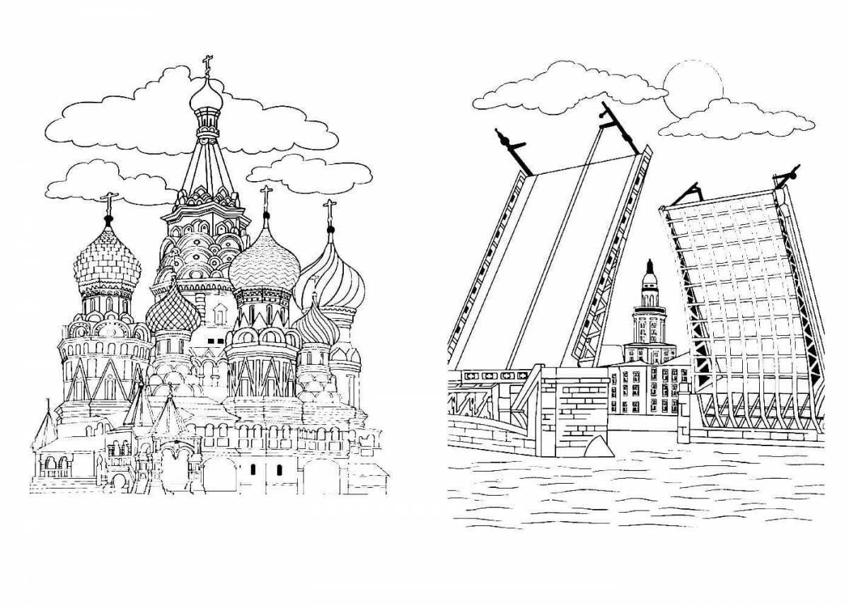 Extraordinary coloring of the Moscow Kremlin for children
