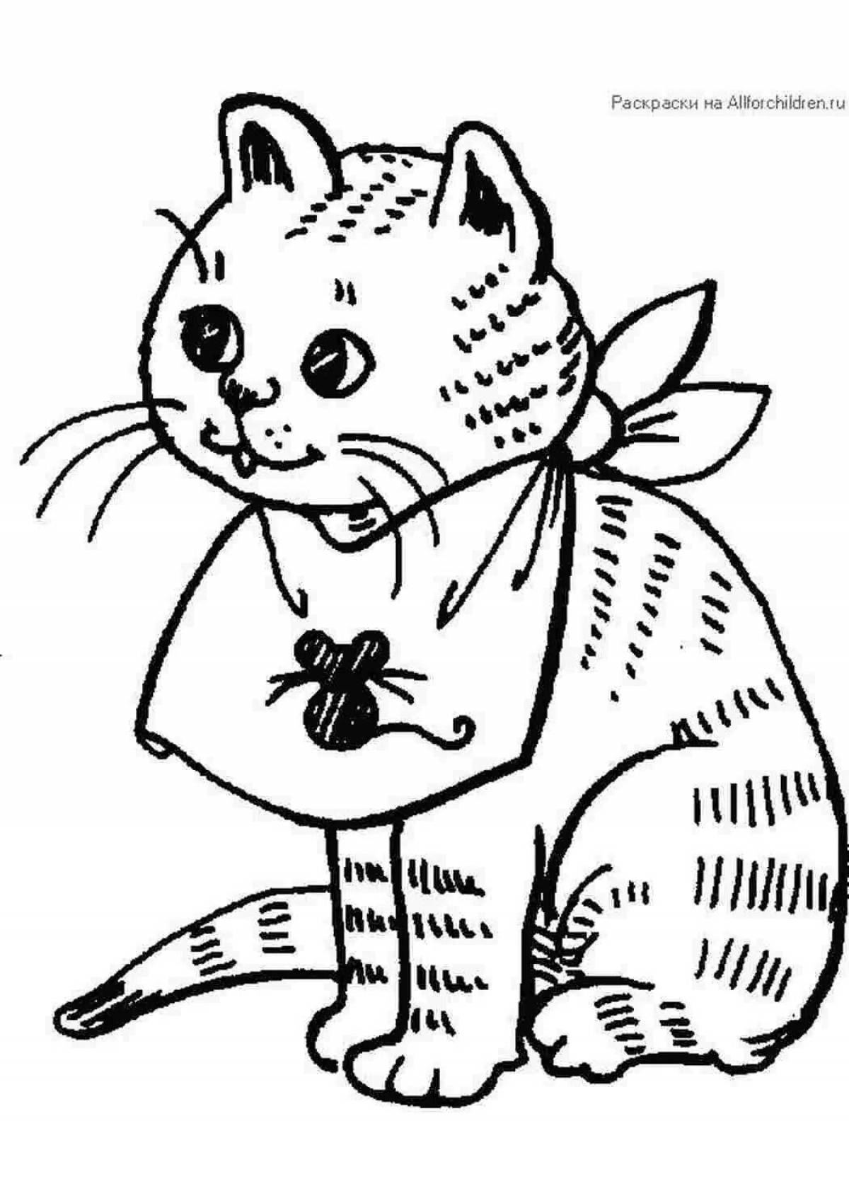 Детская раскраска кота басика