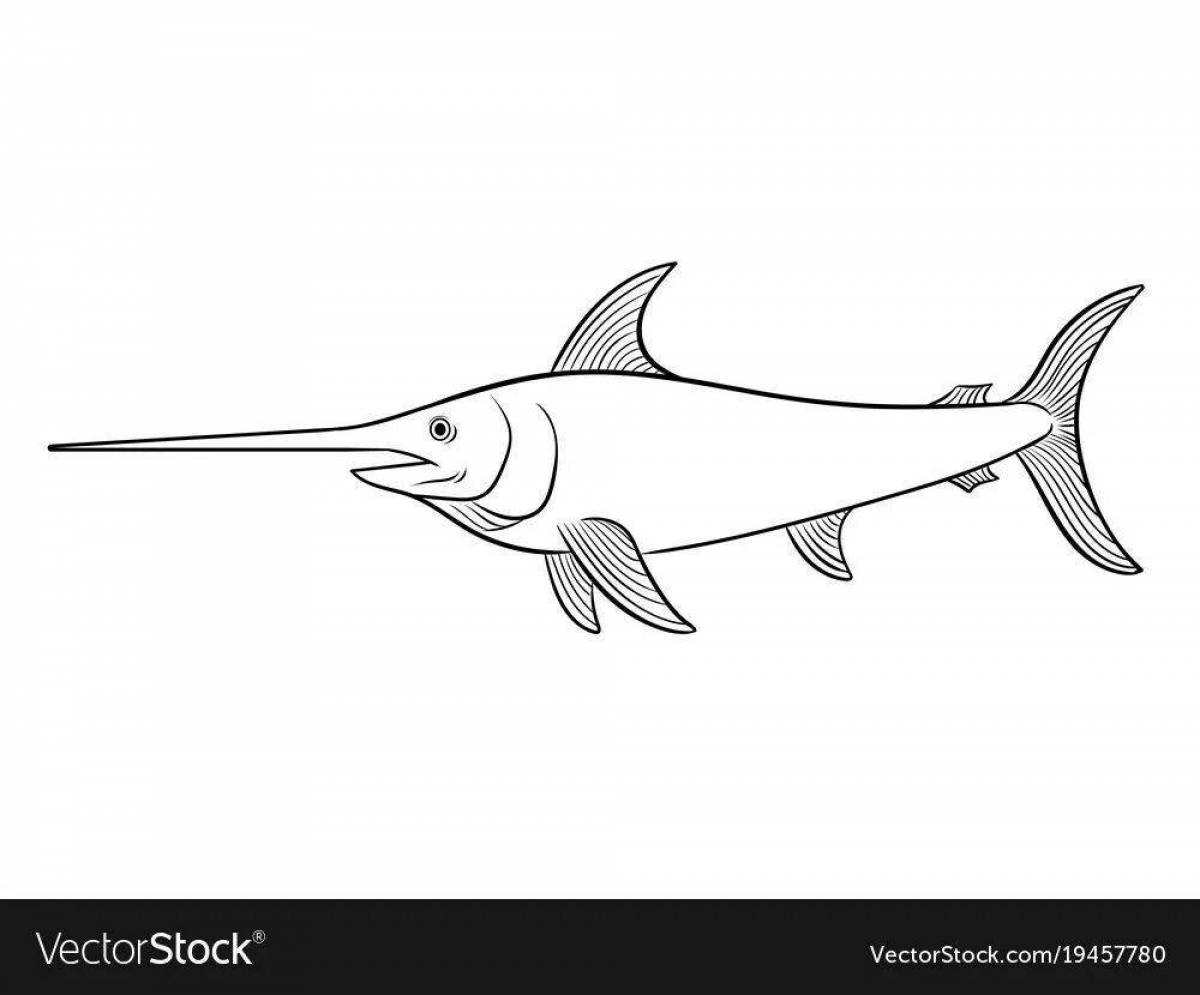 Bright fish sword coloring page for kids