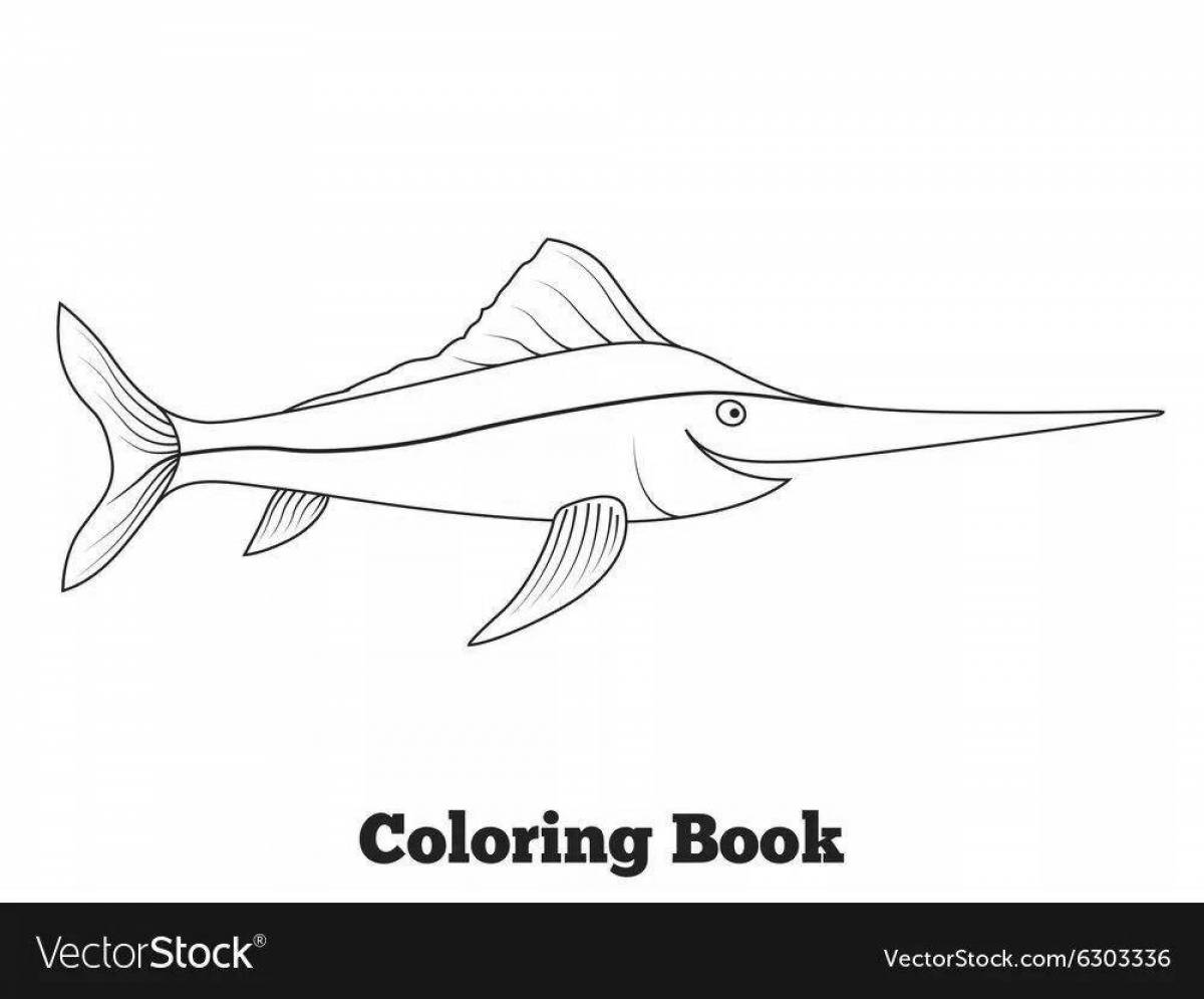 Colouring bright swordfish for children