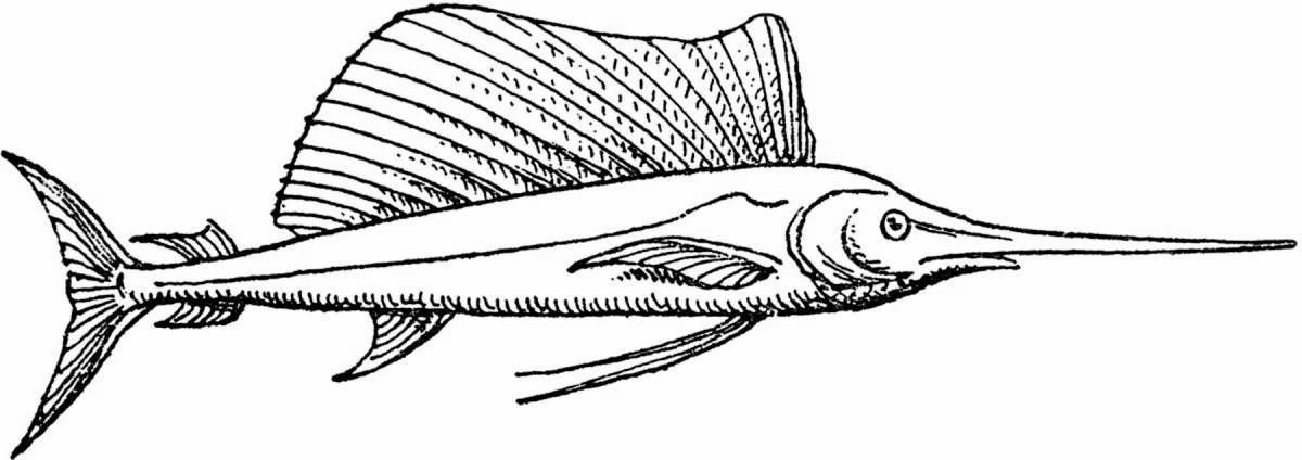 Fabulous fish sword coloring page for kids
