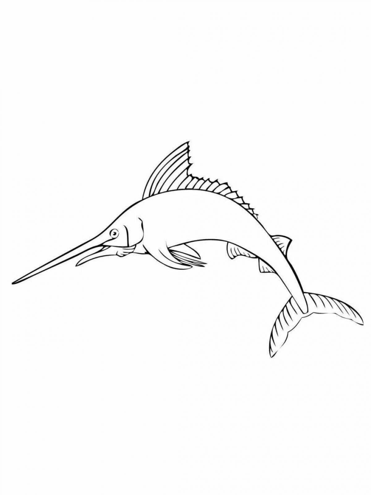 Amazing fish sword coloring page for kids