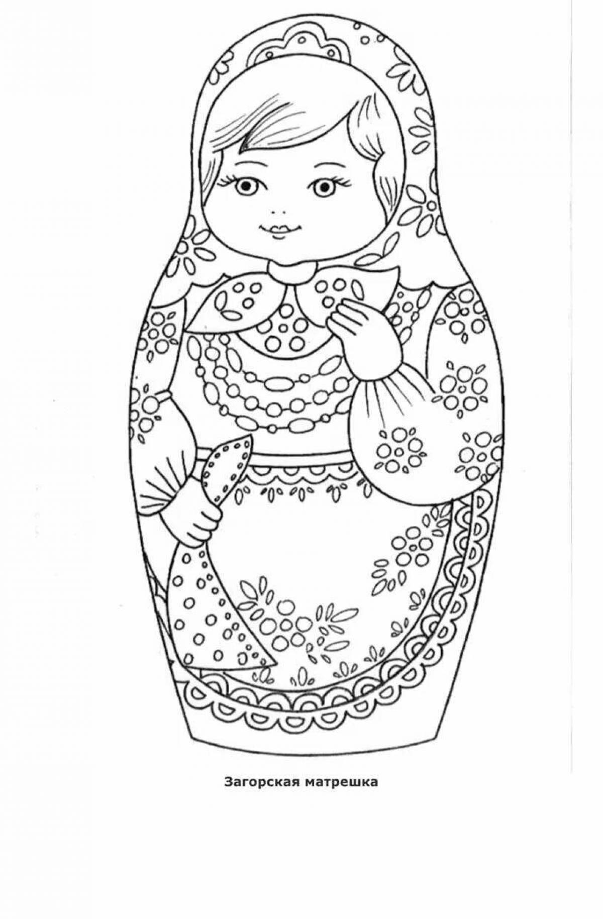 Bright matryoshka coloring book for children 4-5 years old