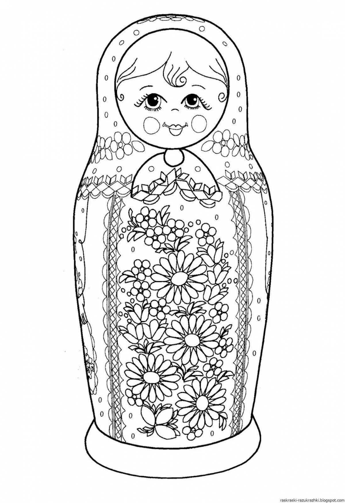Adorable matryoshka coloring book for toddlers