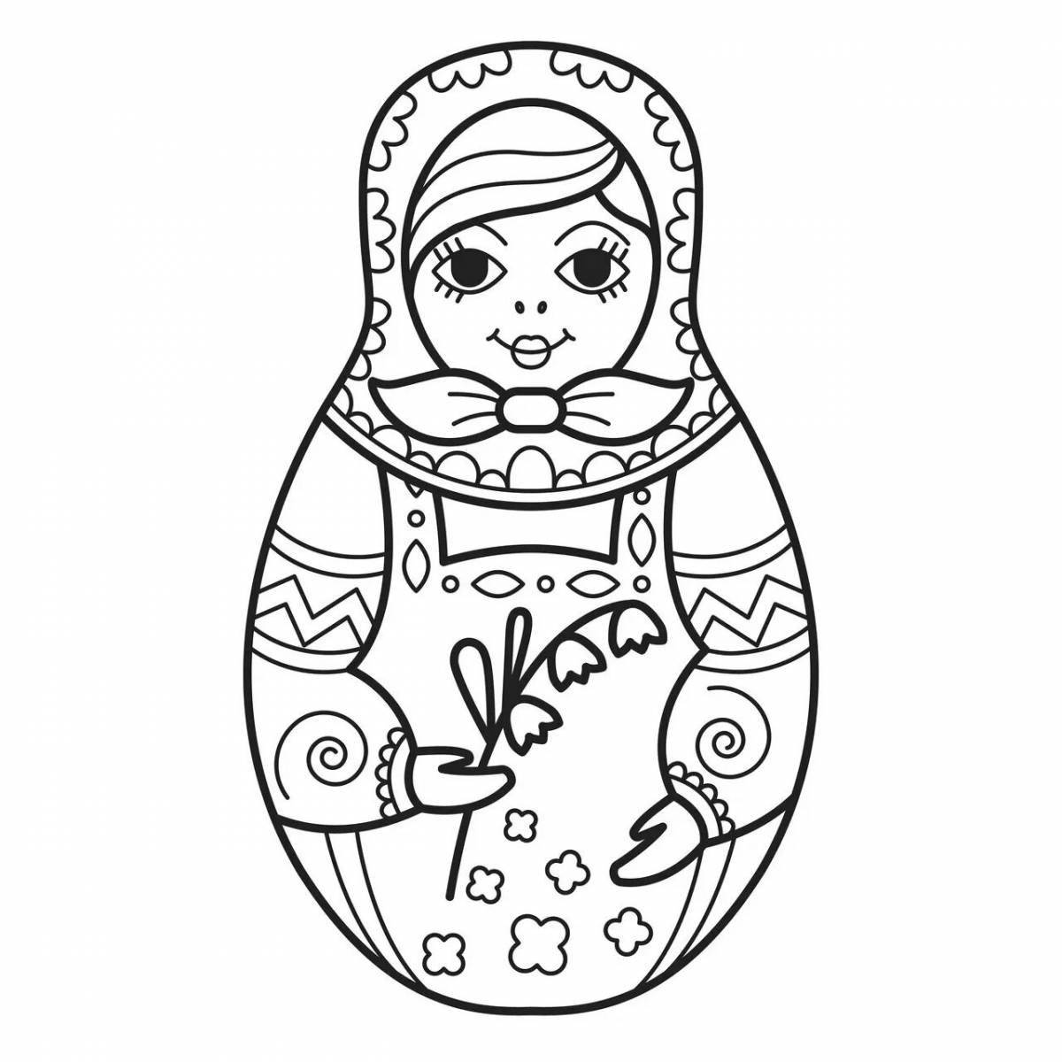 Colorful matryoshka coloring book for children 4-5 years old