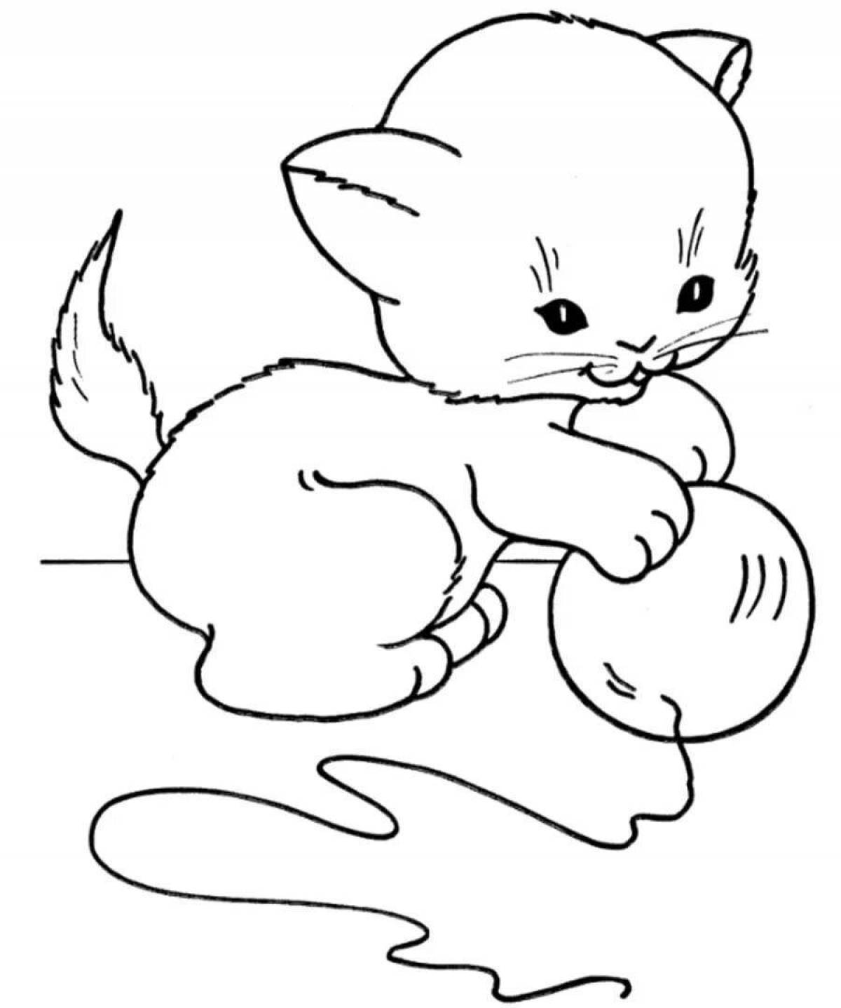 Раскраска озорной кот для детей 2-3 лет