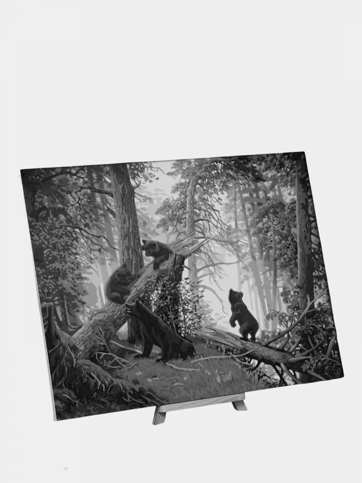 Photo Bright morning in the pine forest shishkin