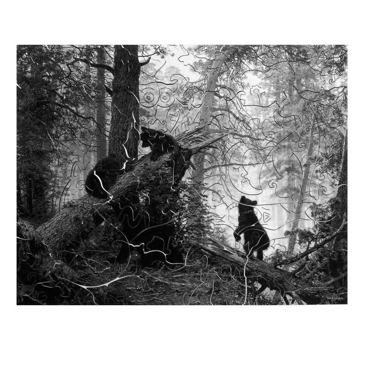 Photo An idyllic morning in a pine forest shishkin