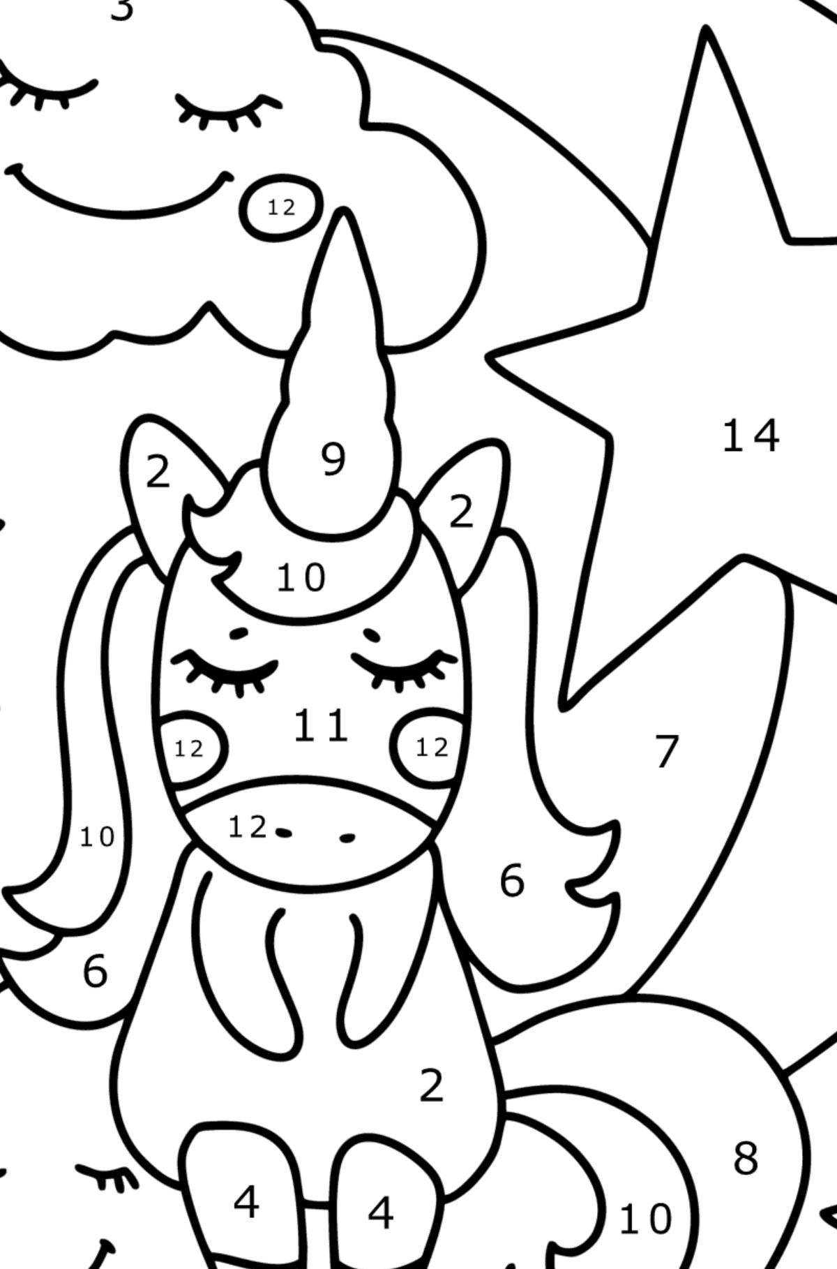 Fun coloring unicorn by numbers for kids