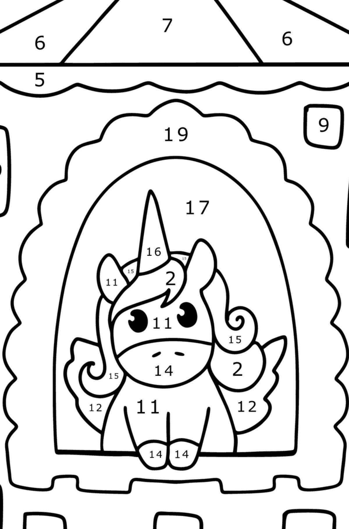 Unicorn live coloring by numbers for kids
