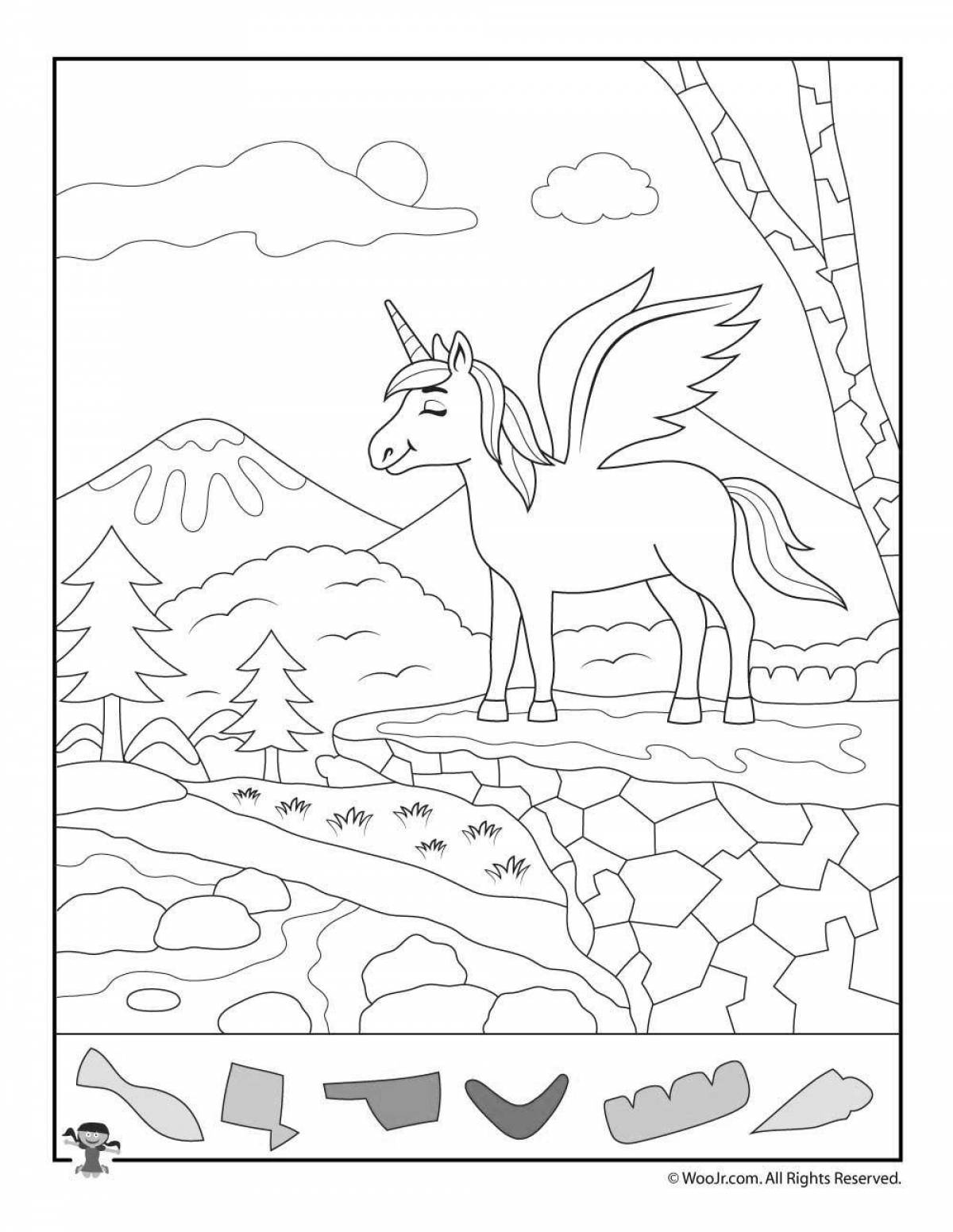 Cute unicorn coloring by numbers for kids