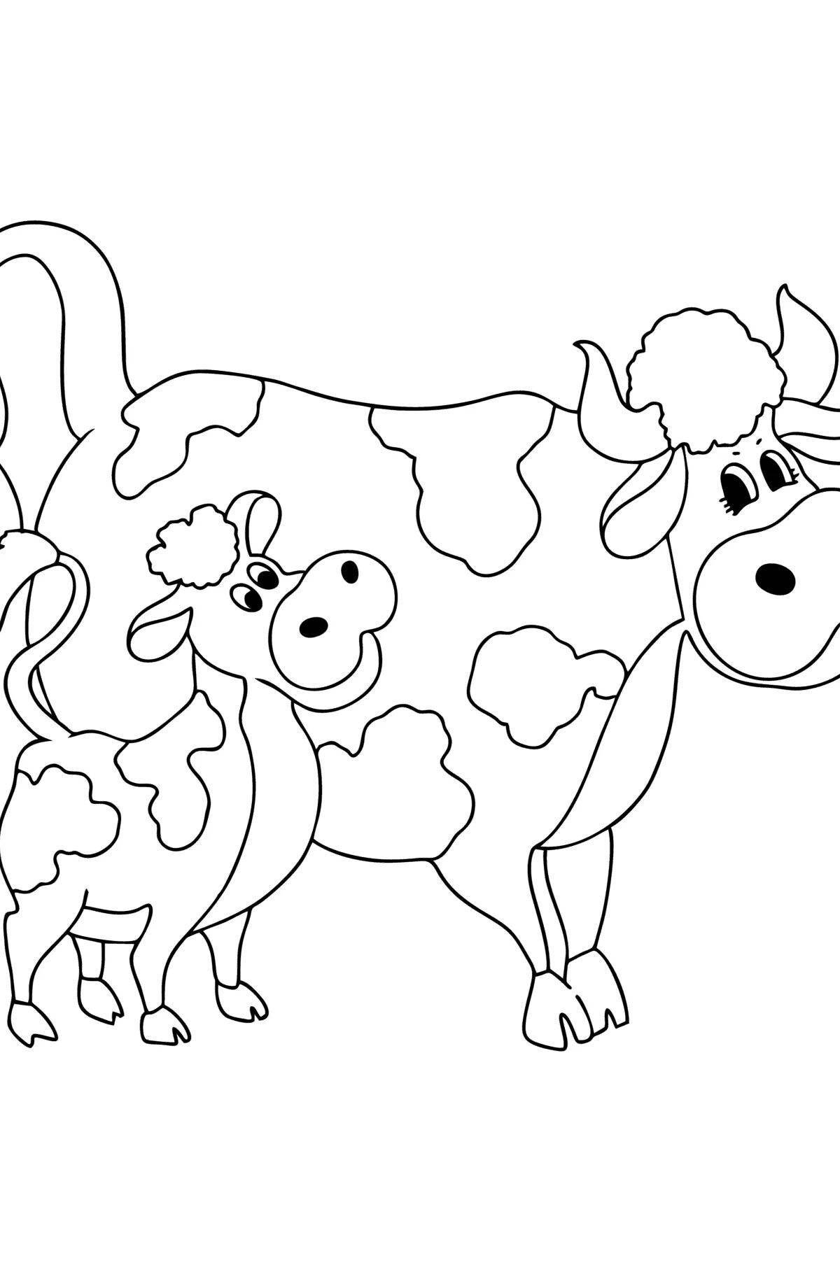 Cute cow and calf coloring book
