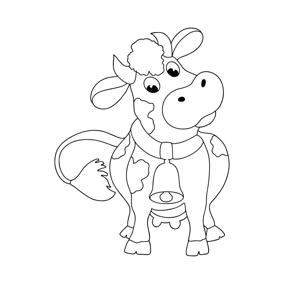 Раскраска забавная корова и теленок
