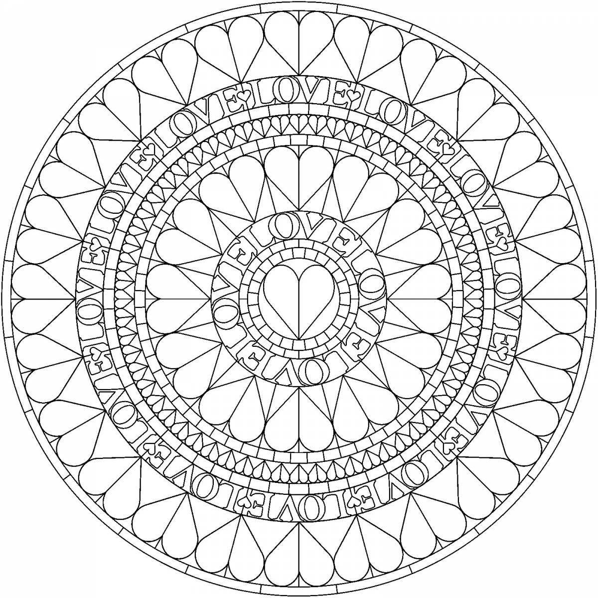 Shiny coloring mandala for relationships