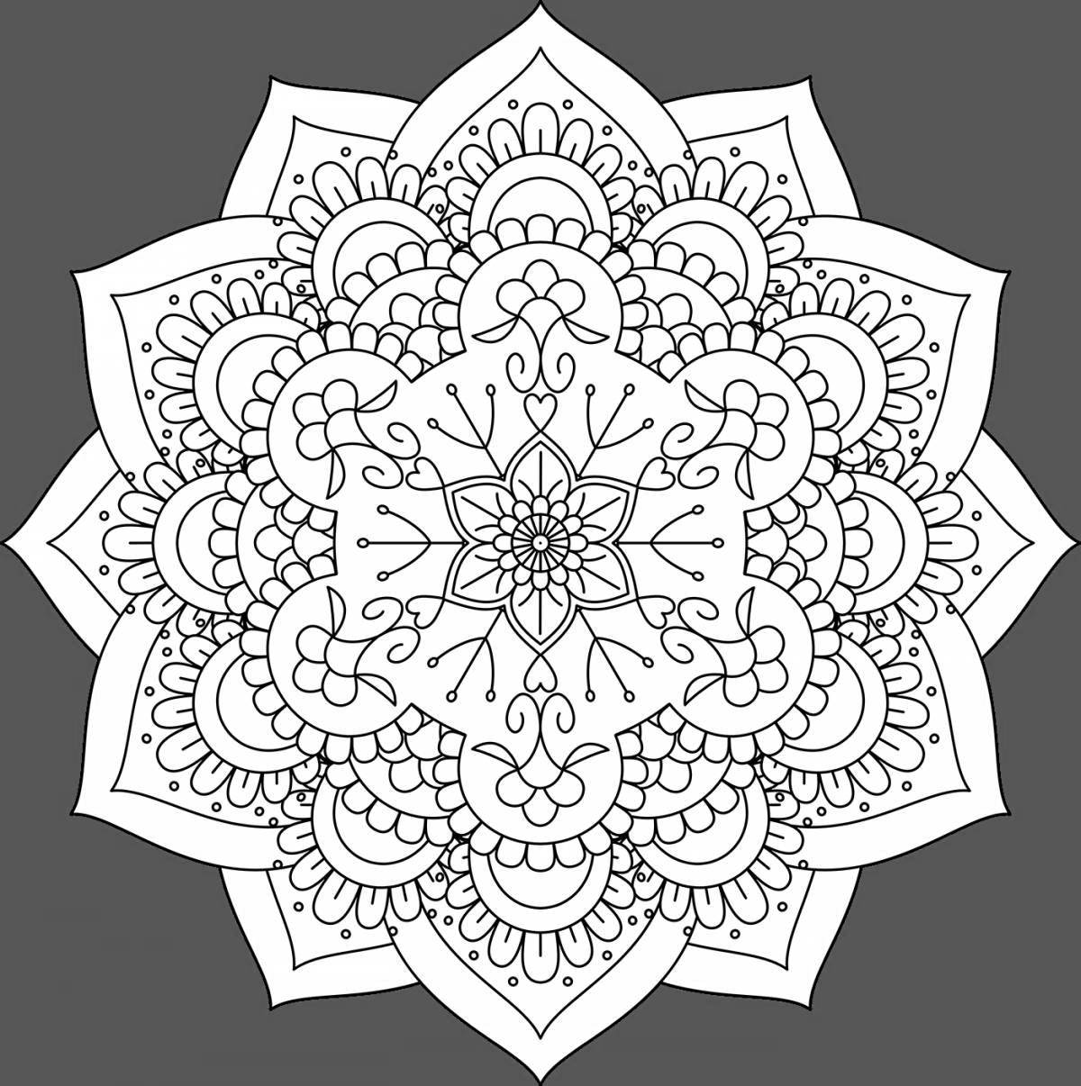 Exquisite coloring mandala for love