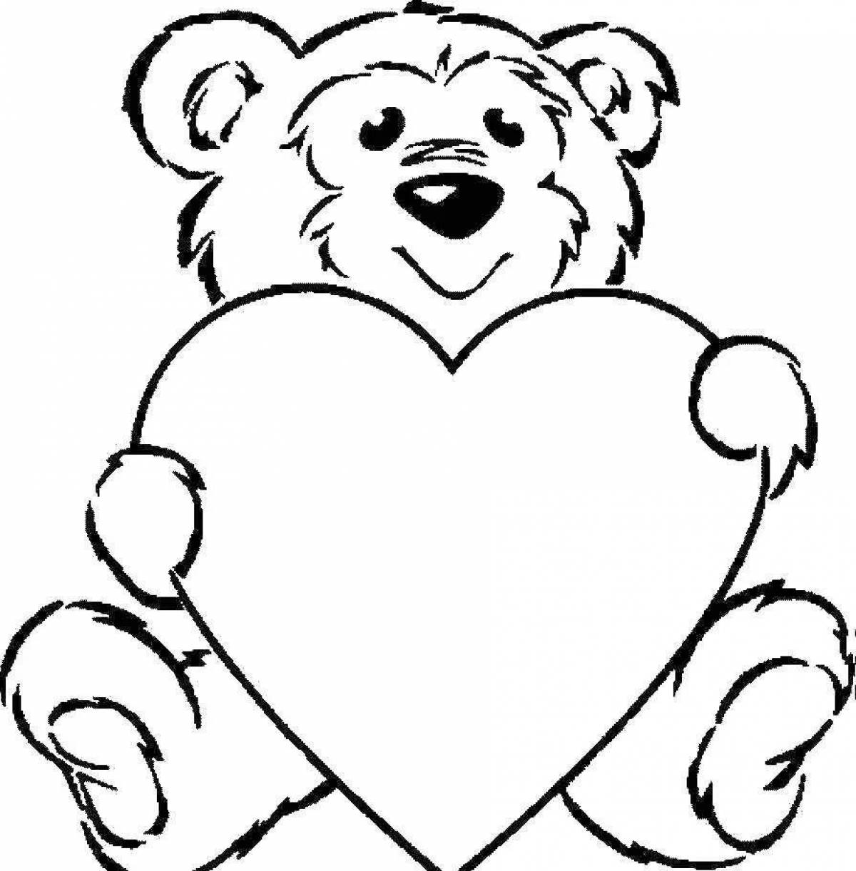 Hugging teddy bear with heart coloring page