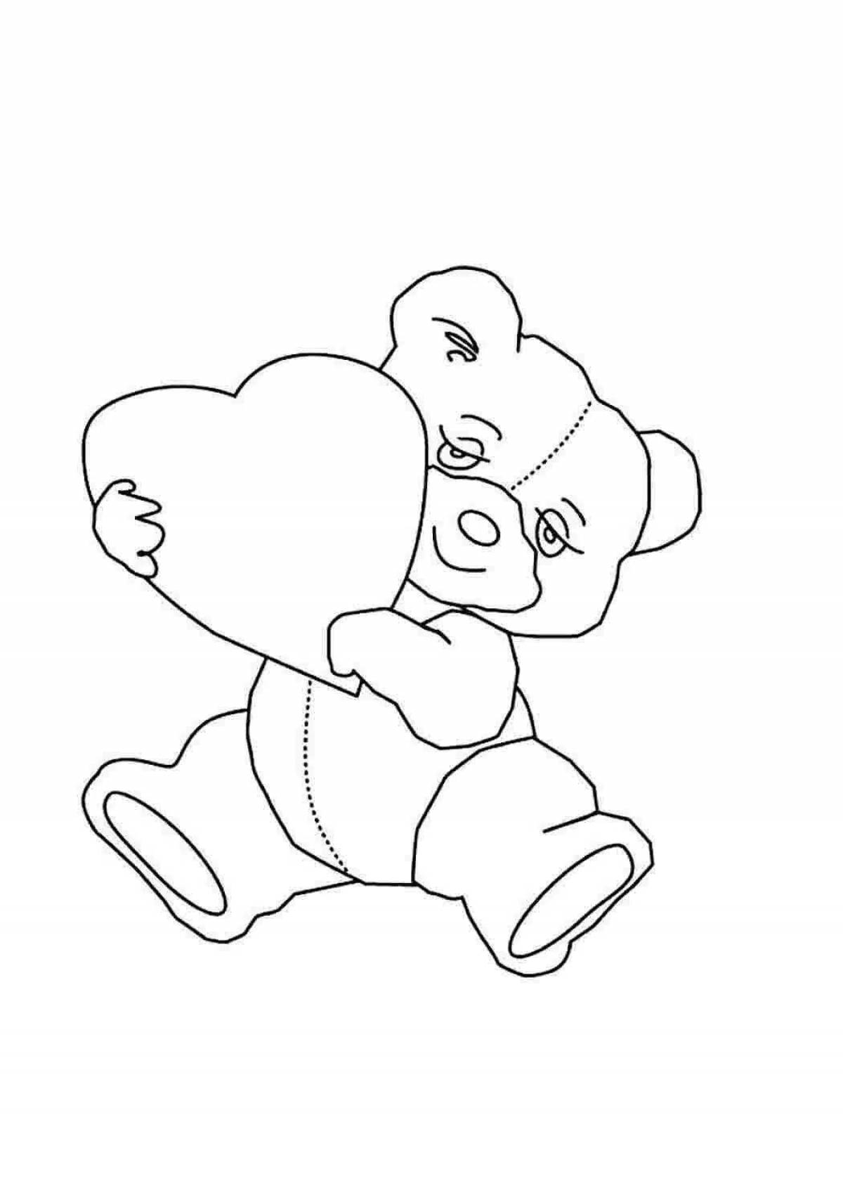 Amazing teddy bear with heart coloring book