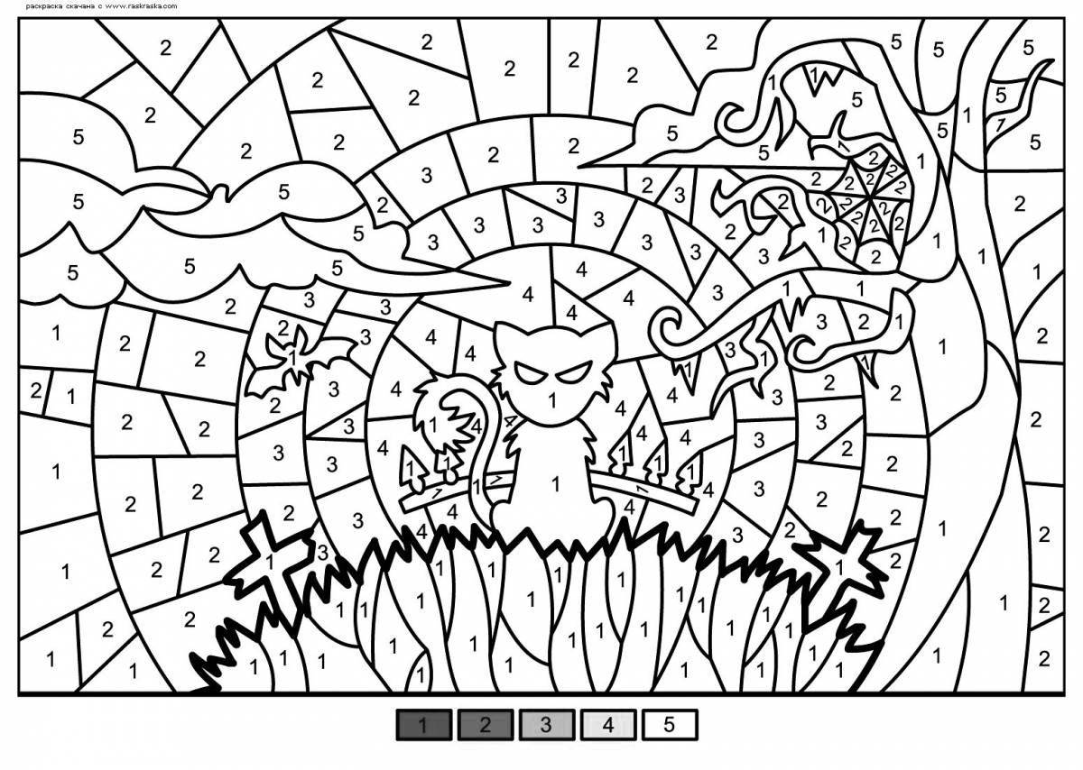 Animated coloring page with heart numbers