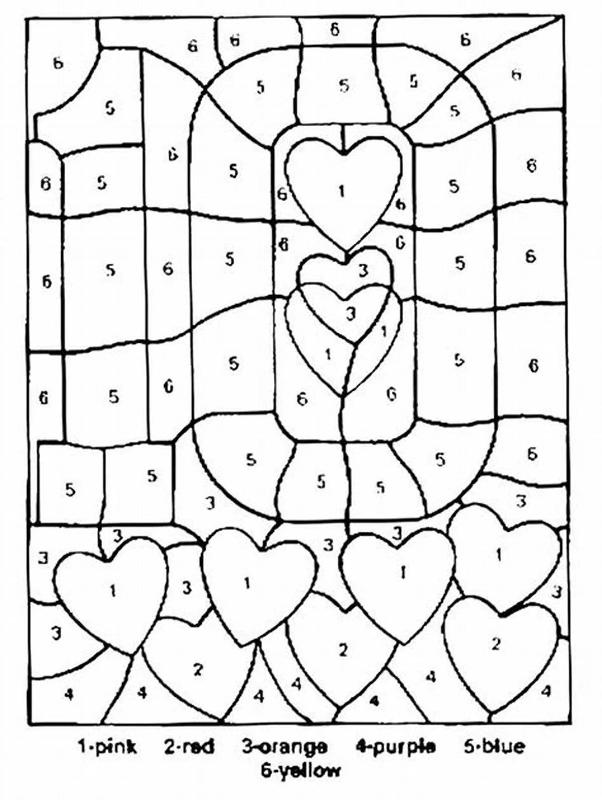 Coloring game with heart numbers