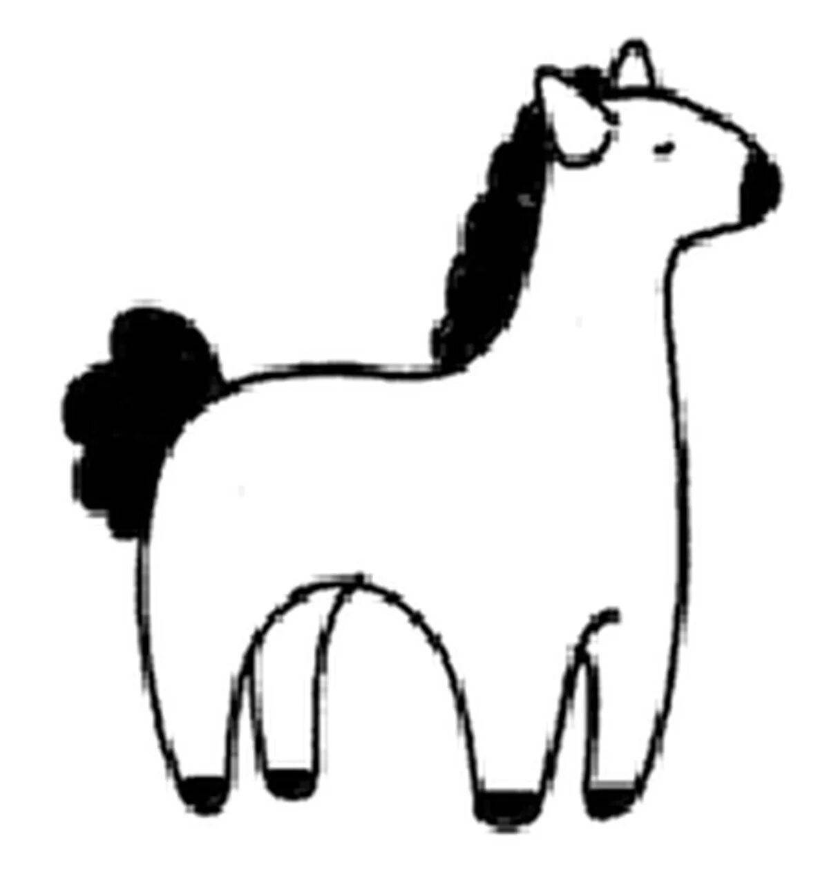 Великолепная лошадь-филимон раскраска для малышей