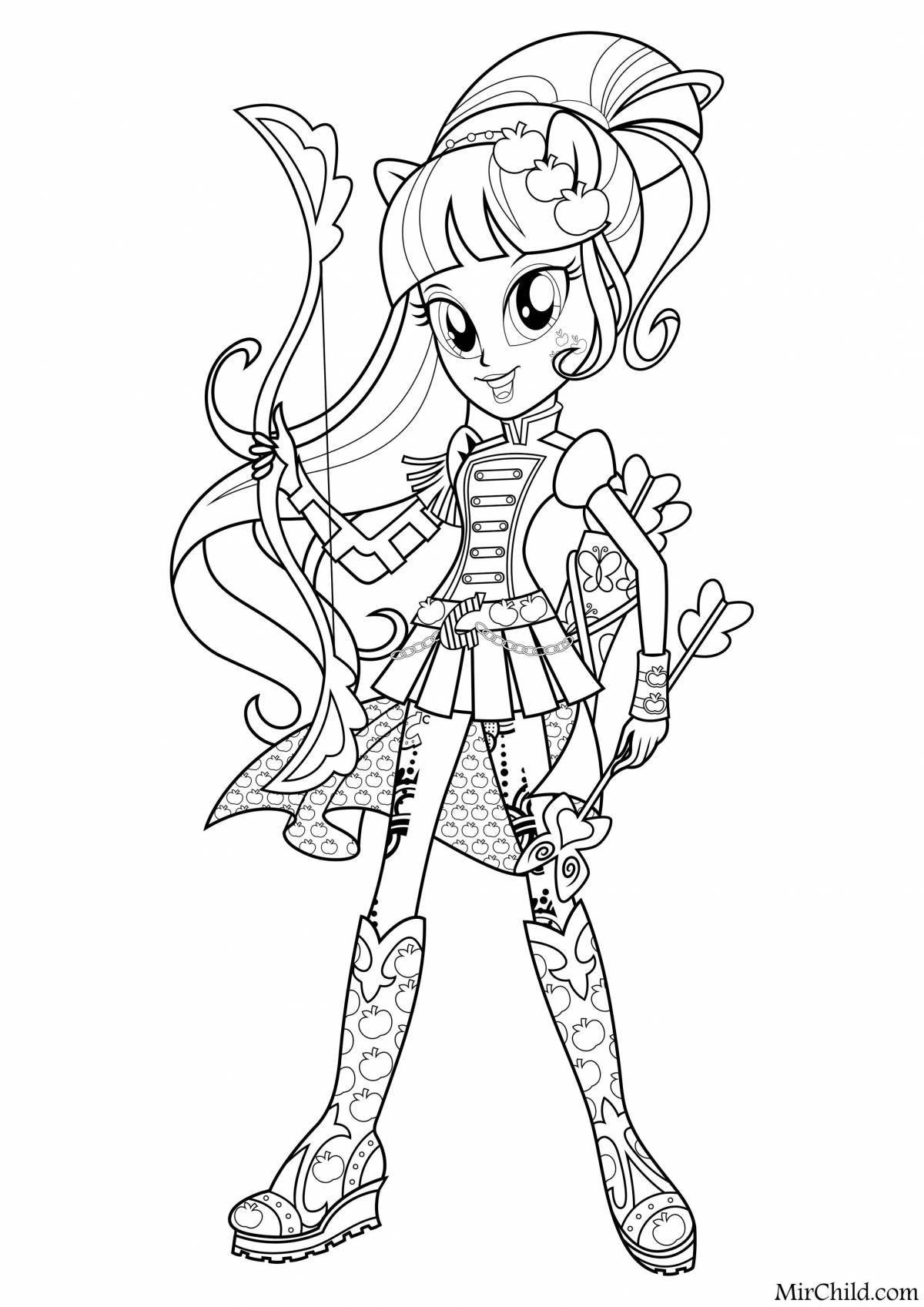 Coloring page happiness filled with color my little pony on legs