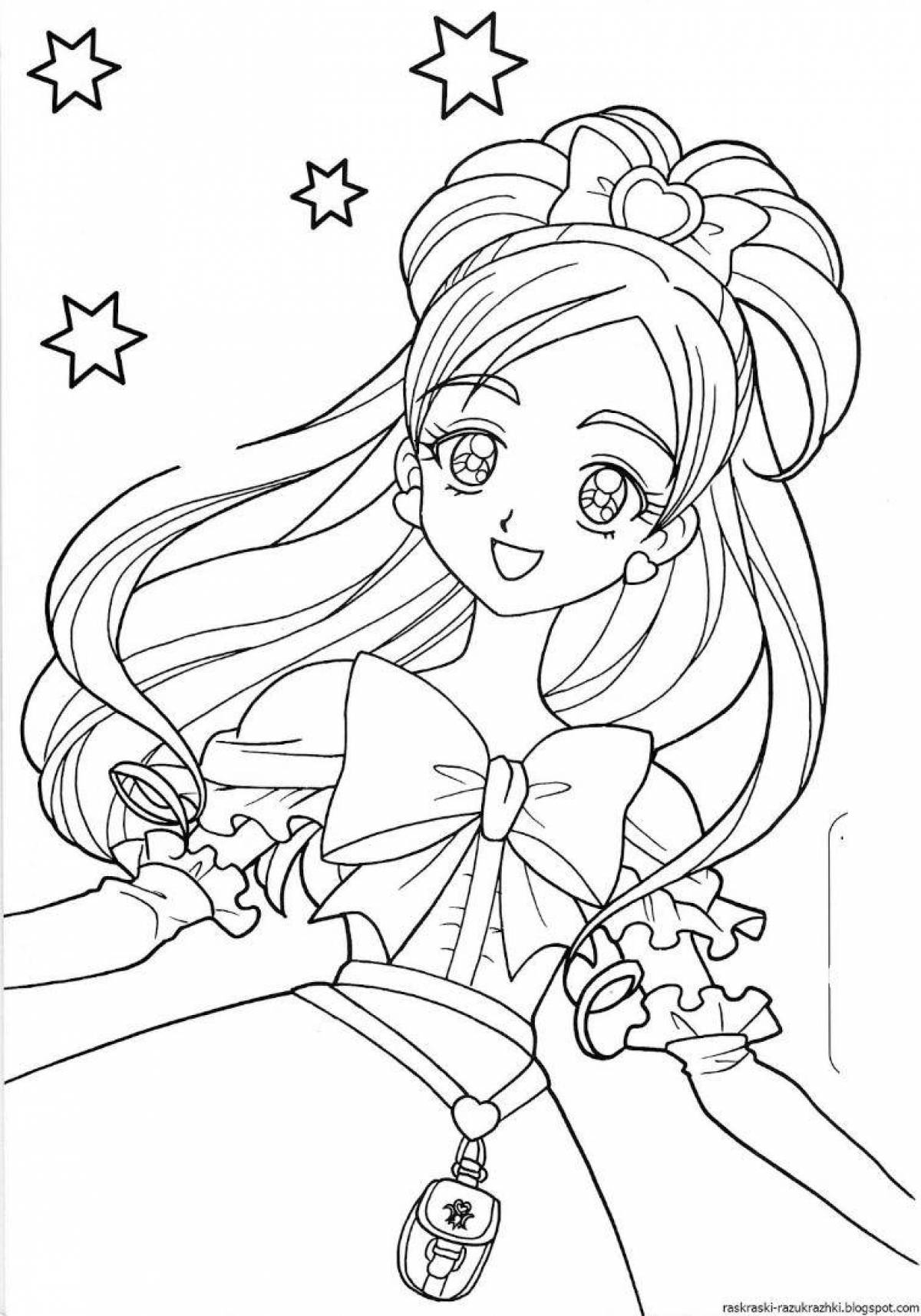 Animated anime coloring book for girls 7 years old