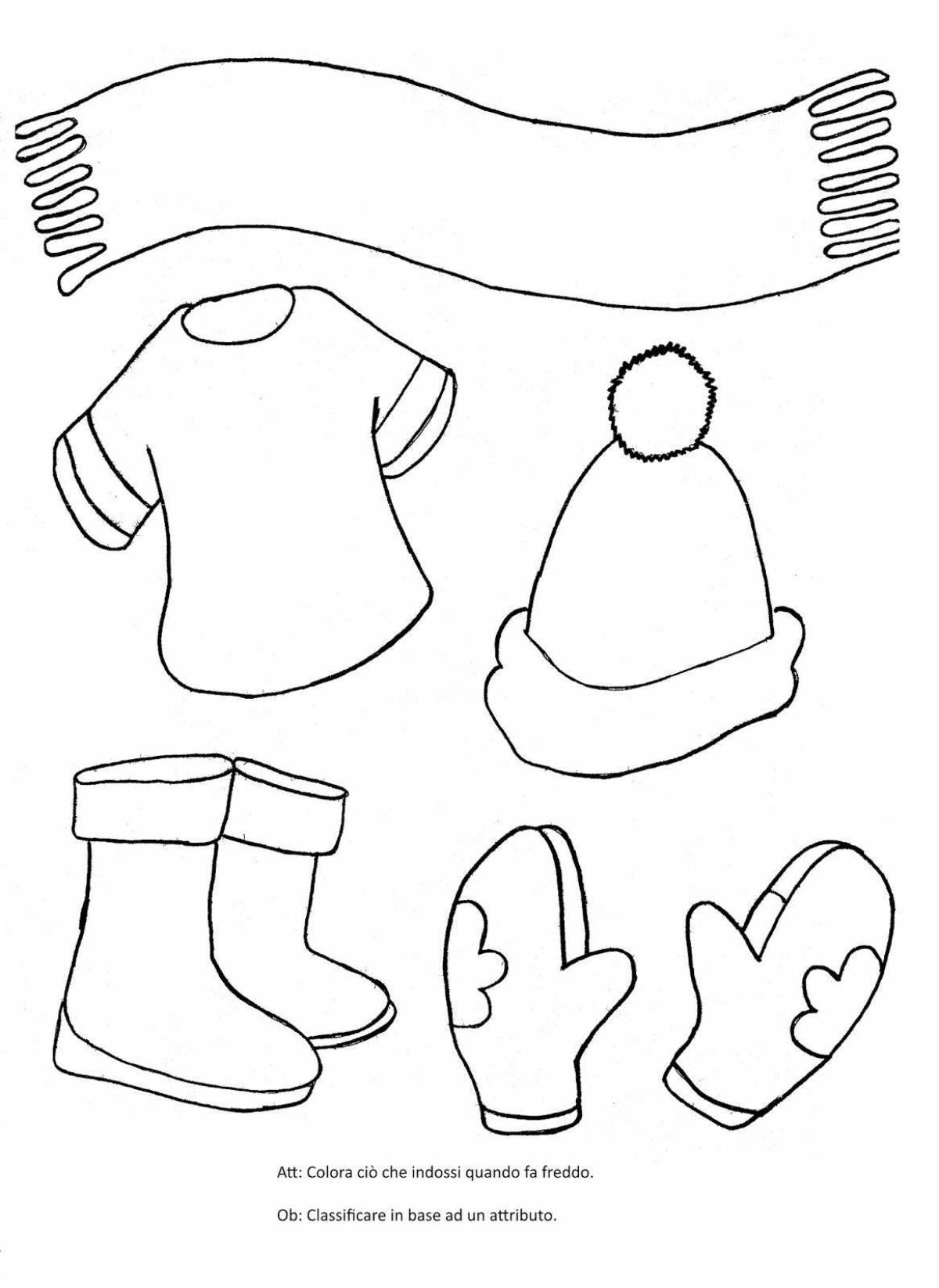 Colourful mittens and hat coloring book for kids