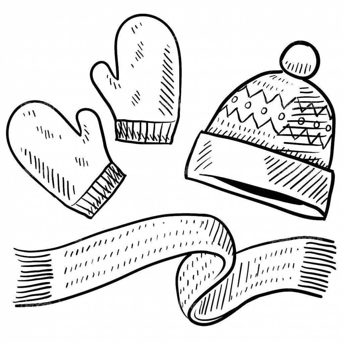 Adorable coloring book of mittens and hat for babies