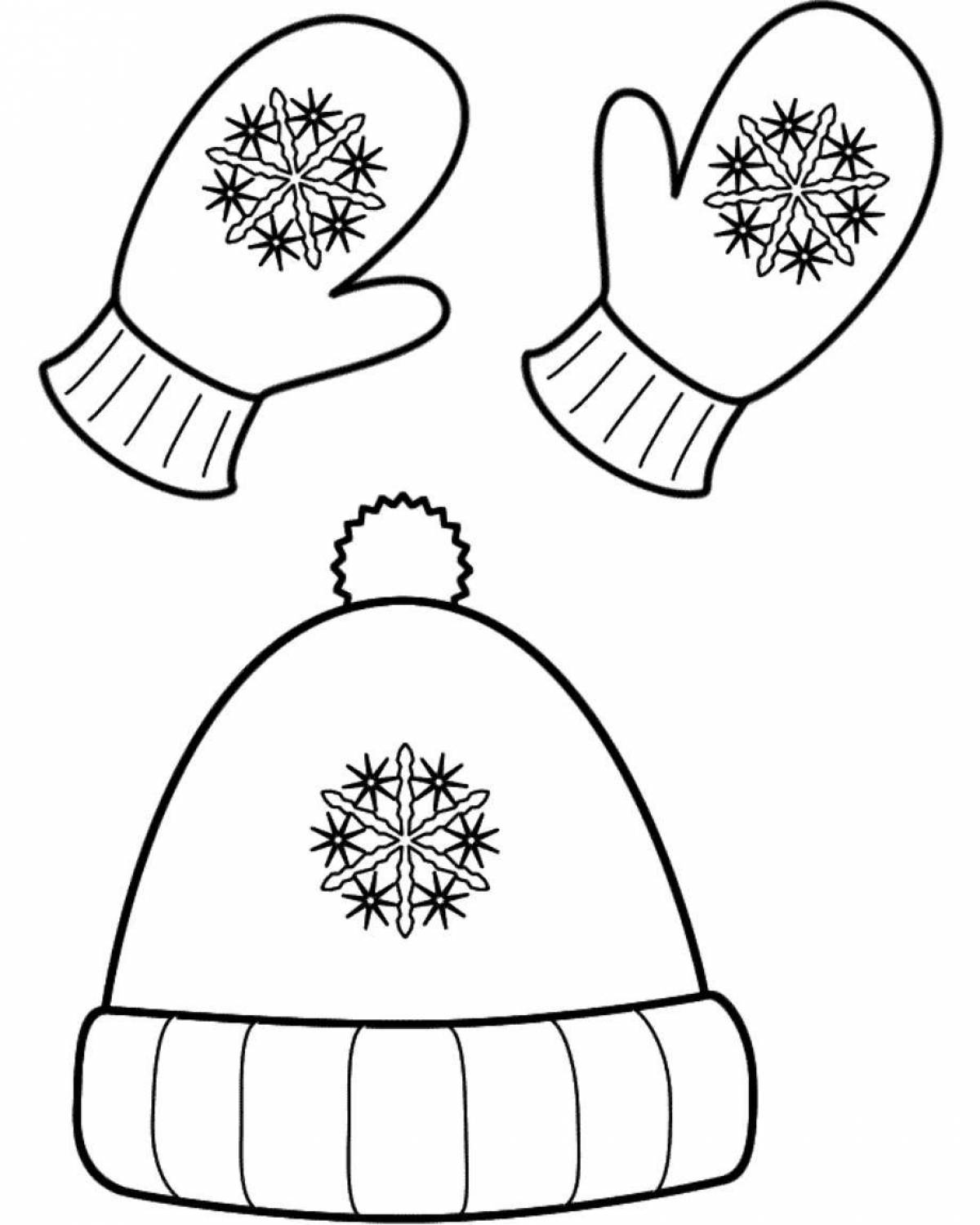Showy mittens and hat coloring book for kids