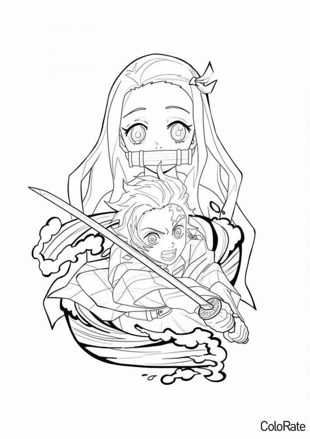 Photo An exciting blade coloring that cuts demons by numbers