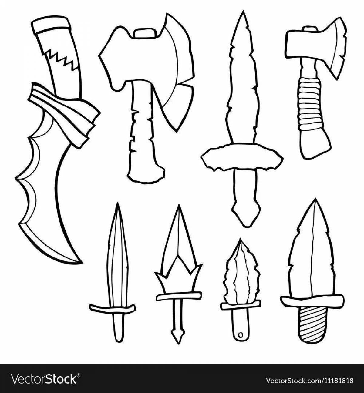 Coloring page of adorable scorpion knife from standoff 2