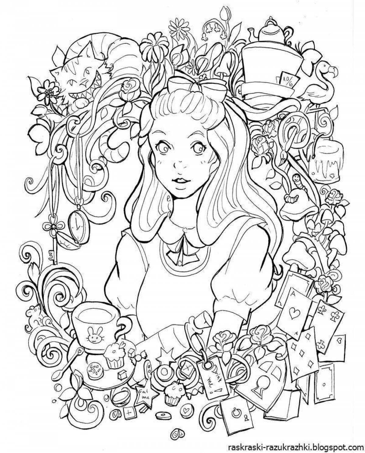 Spectacular coloring alice in wonderland antistress