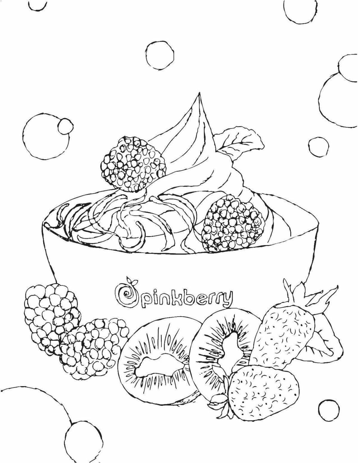 Colorful fruit salad coloring page for kids
