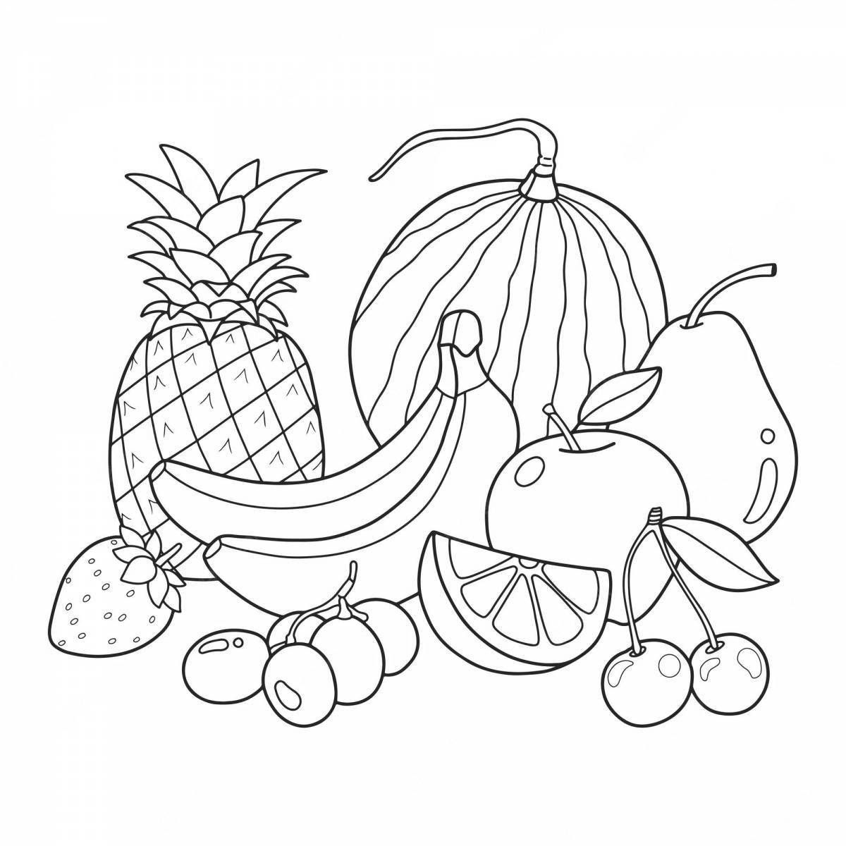 Fun fruit salad coloring book for kids