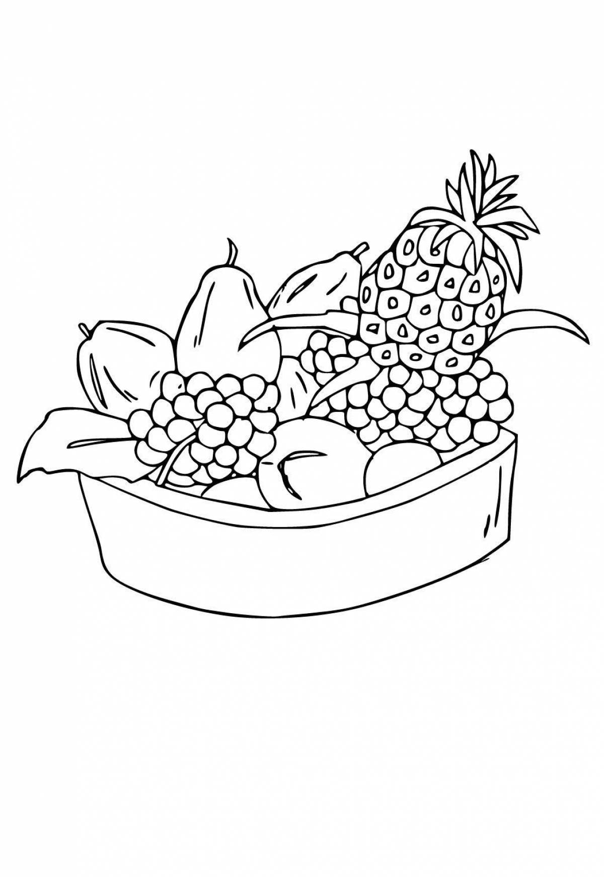 Living fruit salad coloring page for kids