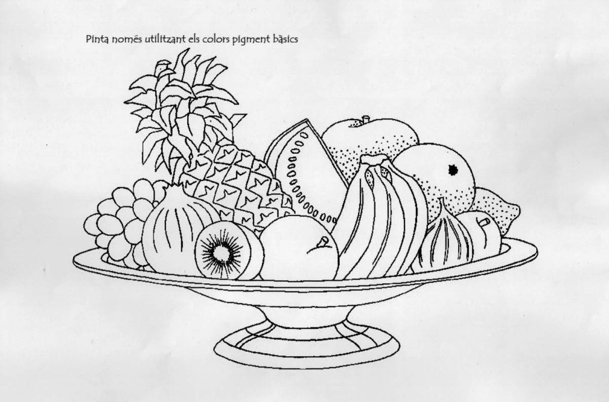 Healthy fruit salad coloring pages for kids