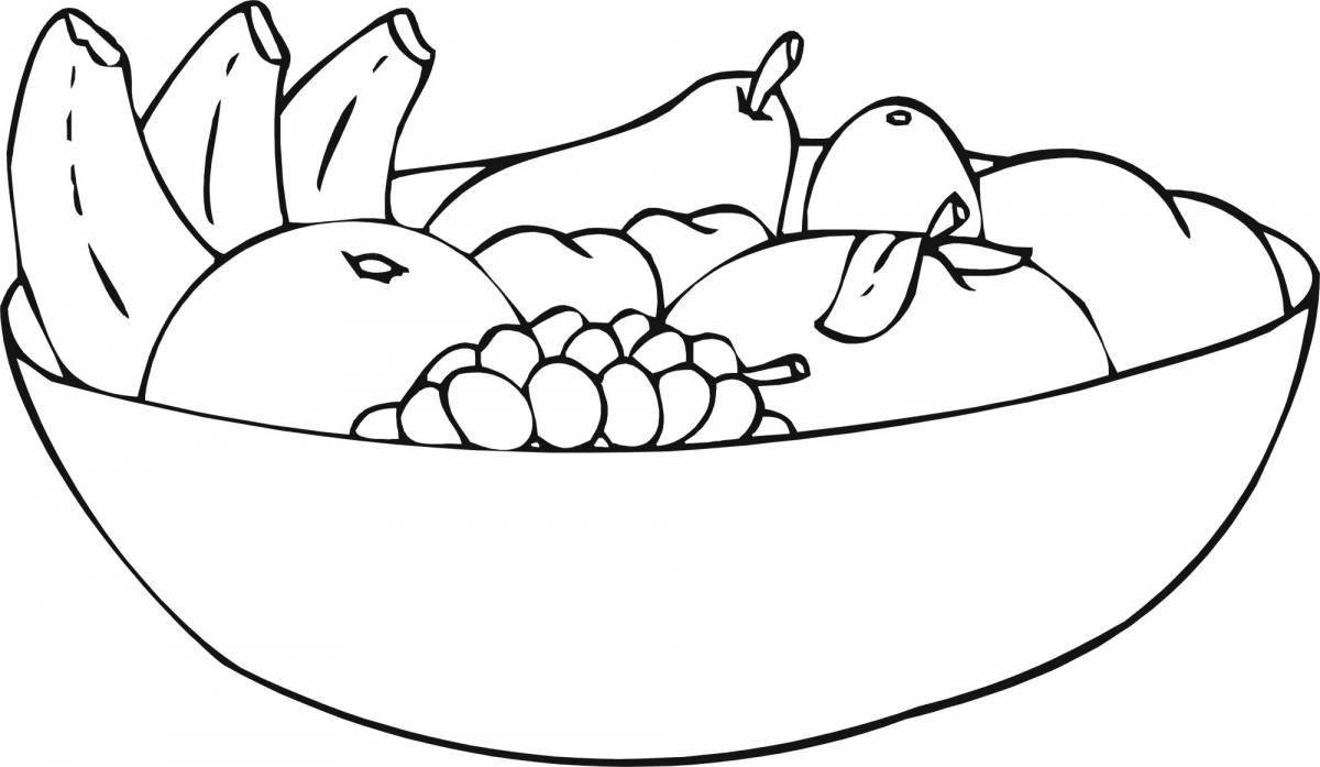 Healthy fruit salad coloring book for kids