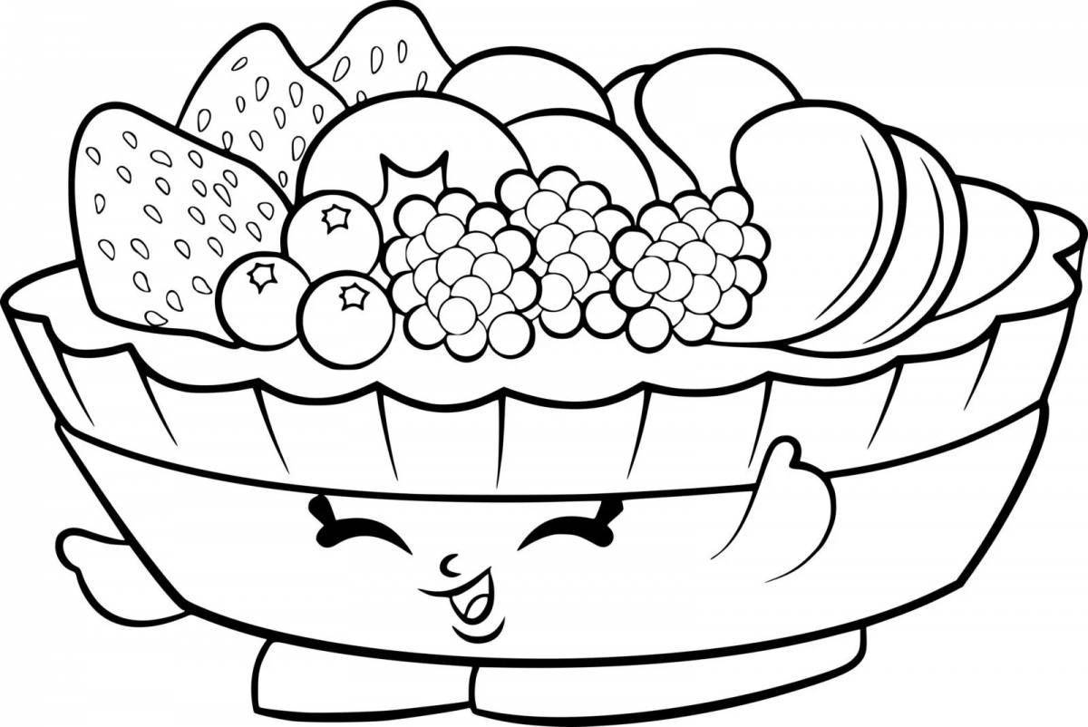 Colorful fruit salad coloring book for kids