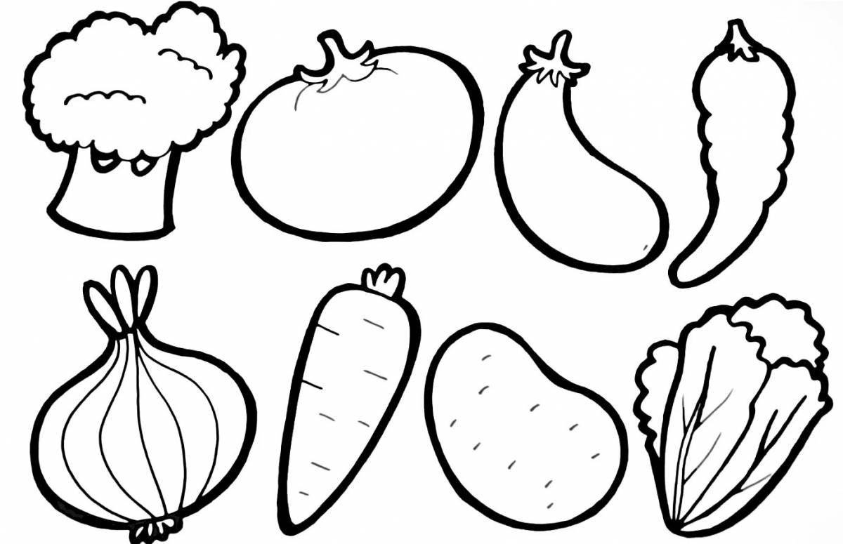 Peaceful vegetable coloring book for kids