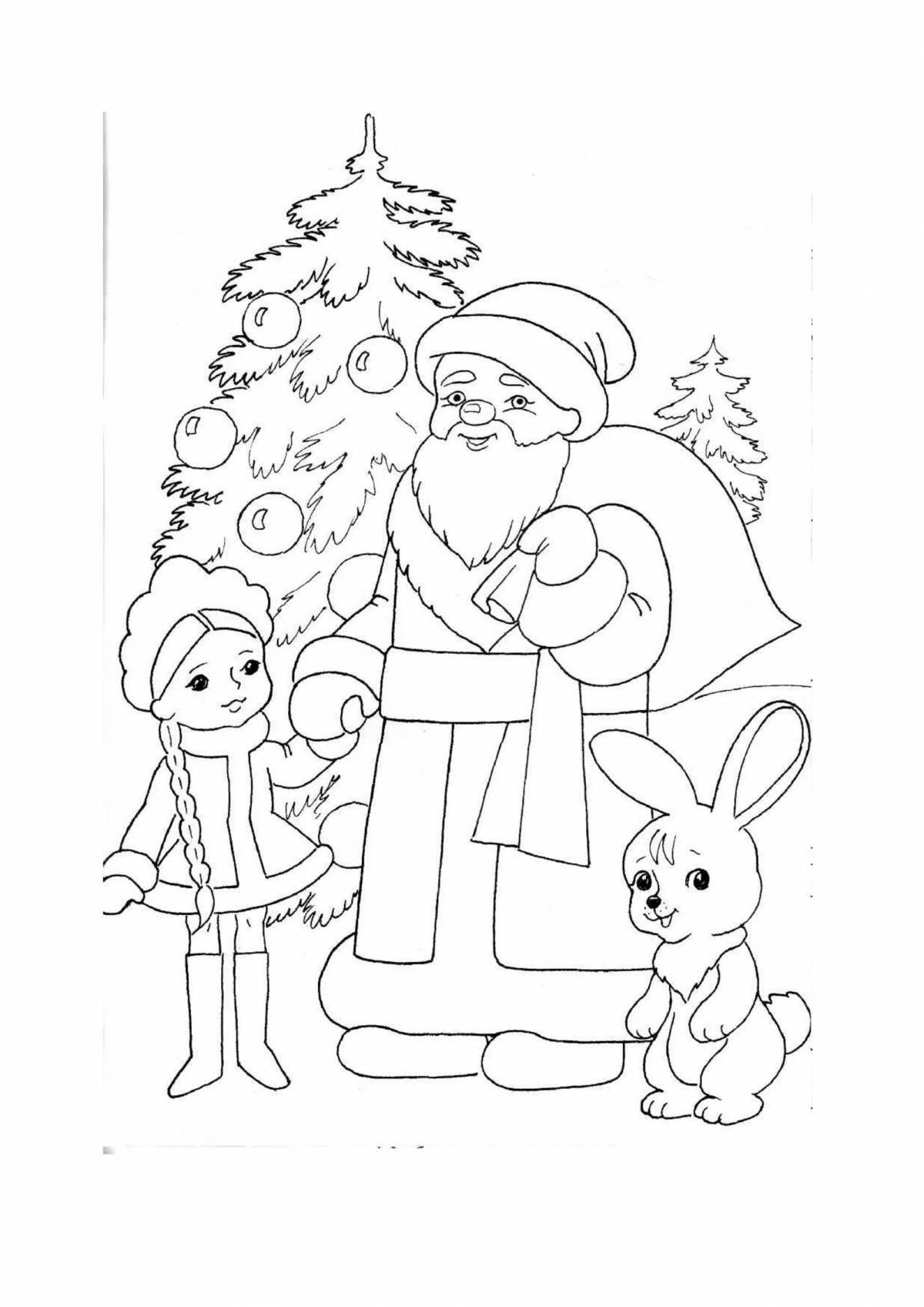 Coloring page happy santa claus