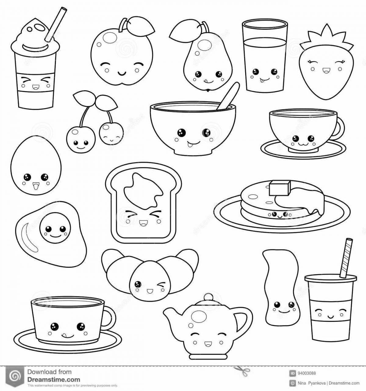 Playful coloring small food for stickers