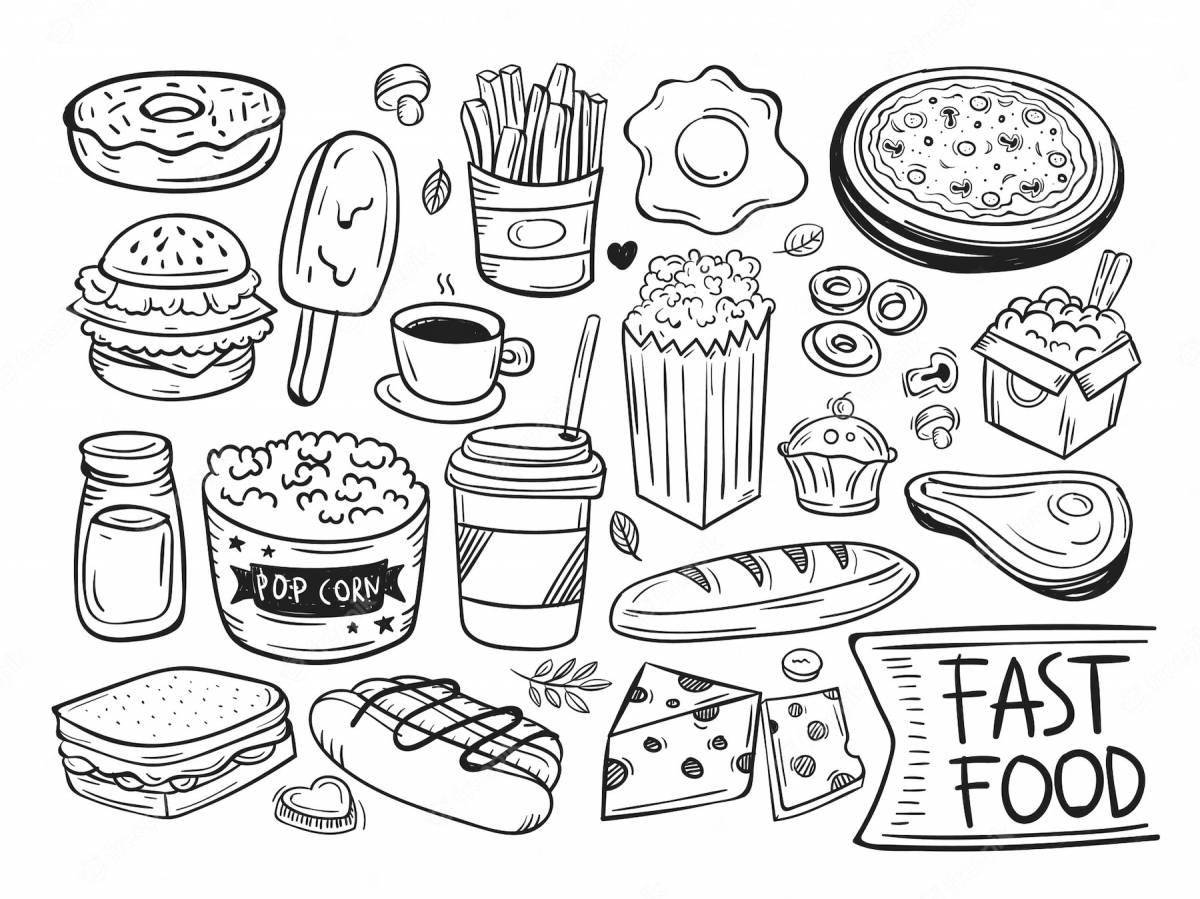 Fun coloring small food for stickers