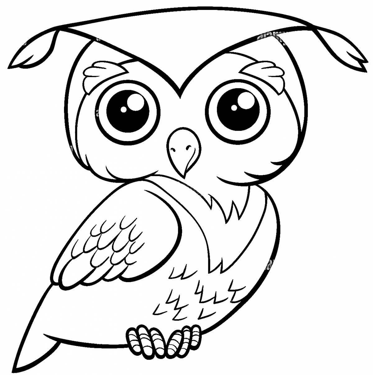Colorful wise owl coloring page for kids