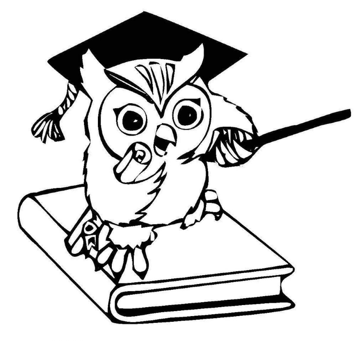 Adorable wise owl coloring book for kids