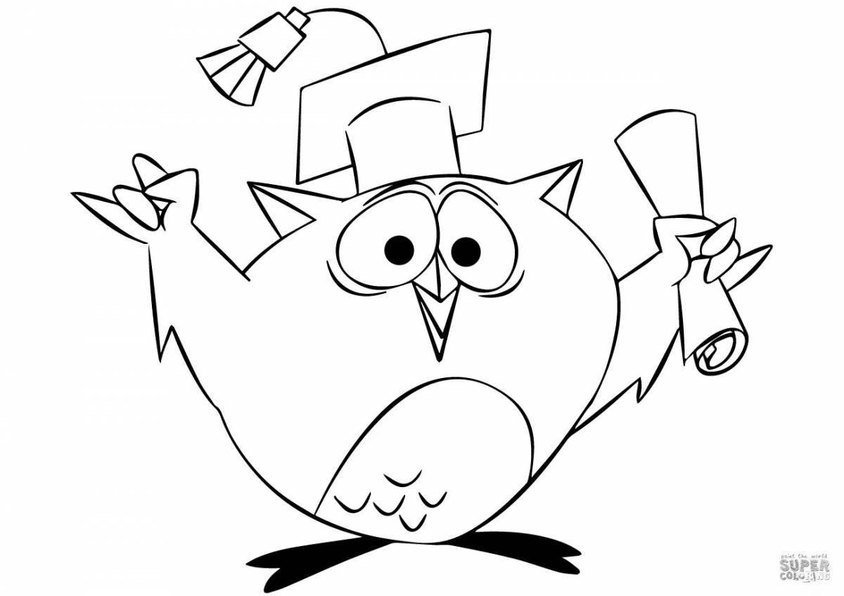 Shiny wise owl coloring book for kids